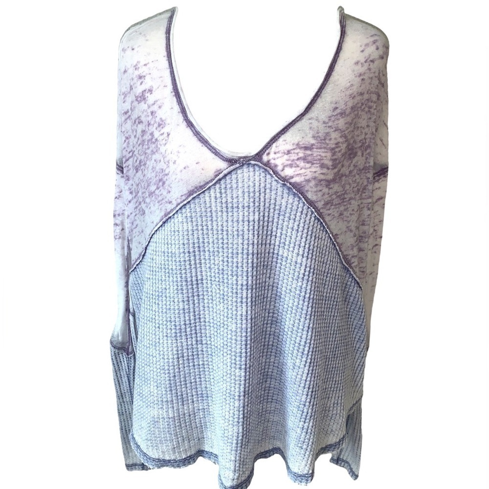 We the Free Waffle Knit Distressed Long Sleeve Tee XS